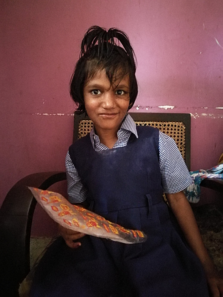 shuktata home for girls with disabilities - 2017 April - Puja in her school uniform - maybe for the first time ever