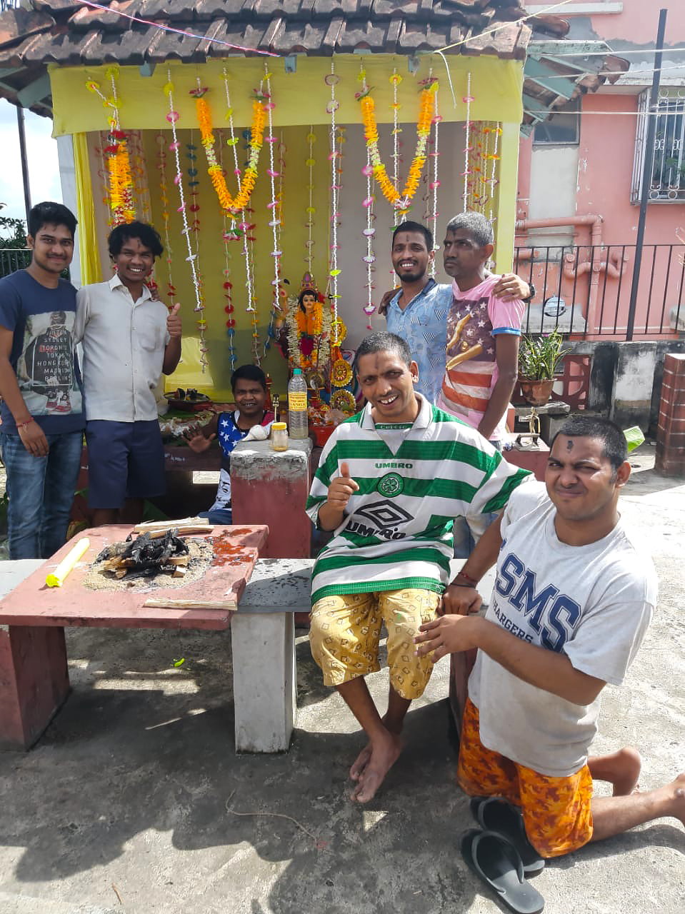 shuktara 2019 Vishwakarma Puja - celebrating on the roof of Anna Bari