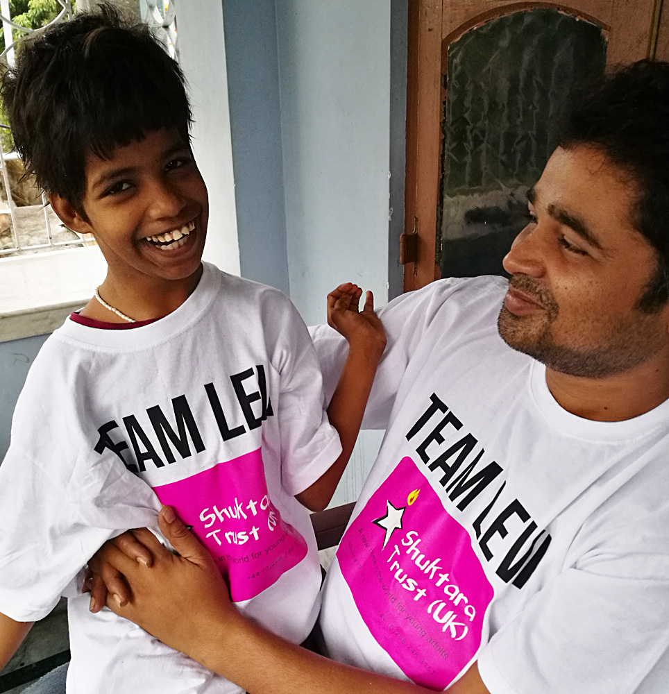 shuktara home for young adults with disabilities - 2017 March - Guria and Pappu in their Team Levi t-shirts