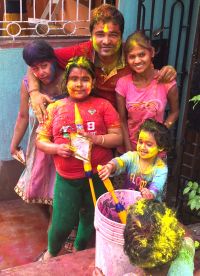 shuktara home for young people with disabilities - 2017 March Holi - Pappu and the girls