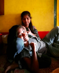 Ipshita and Ruchi in their home in the Punjab
