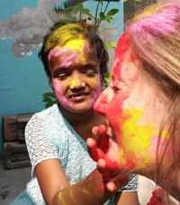 shuktara home for young people with disabilities - 2017 March Holi - Moni and Caroline